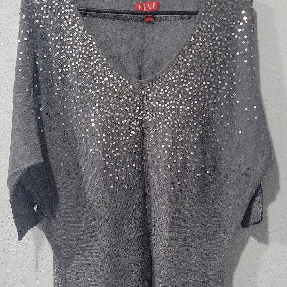 Elle Gray Oversized Dolman Sleeve Blouse
